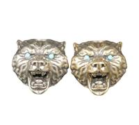 Vaguelly Pendentif Tête D'ours avec Perle Turquoise 2 Pièces Vintage en Laiton Finition Artisanale Précise pour Projets de Bijoux DIY et Travaux Créatifs