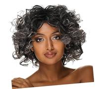 Vaguelly Perruque Afro Courte Bouclée Synthétique Noire Et Gris Argenté Dégradé Cheveux Kinky Naturels Perruque Cosplay Confortable Et Réutilisable Pour Femmes