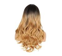 Vaguelly Perruque Cheveux Bouclés Réaliste Perruque Femme Élégant Postiche Dégradé Noir or Accessoire Cheveux