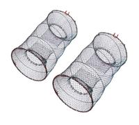 Vaguelly Piège à Poissons 2Pcs, piège à appâts Multifonction en métal et Nylon, Cage Pliable compacte, Facile à Stocker, pour homards et crevettes en pêche extérieure