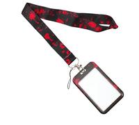 Vaguelly Porte Badge avec Lanière Au Motif Sanglant Halloween Étui Multifonctionnel pour Cartes Identité Badge et Téléphone Accessoire Pratique et Élégant pour Fête et Bureau