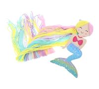 Vaguelly Porte-épingles à Cheveux Sirène Suspendu Décoration Murale Pompon Jaune et Rose pour Chambre Fille Fête