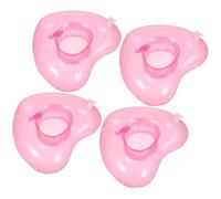 Vaguelly Porte-gobelet Flottant Gonflable en PVC Forme Cœur 4 Pièces, Stable sur l'eau et Facile à Gonfler, pour Fête D'été la Plage