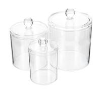 Vaguelly Récipient de rangement en 3 pièces, porte-boules de coton et , rangement pour salle de bain et accessoires de beauté