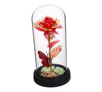 Vaguelly Rose éternelle décoratif conservé préserver décorations Floral Dome en Verre Fleur Artificielle Rose enchantée dans Un de Verre Ornement de Fleurs éternelles Un Verre Rouge