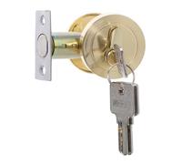 Vaguelly Serrure à Pêne Dormant à Cylindre Unique en Alliage de Zinc Ronde Double Face Couleur Or Serrure de Porte D’Intérieur pour Chambre et Porte D’Entrée Sécurité Clé des Deux