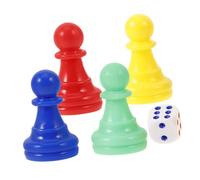 Vaguelly Set de Pièces Échecs Plastique avec Dés pour Jeux de Société Multicolores et Dés à Faces pour Jeux de Table pour Familiaux Activités de Groupe