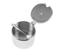 Vaguelly Sucrier Inox Rond avec Cuillère Pot à Sucre et Condiments Récipient Assaisonnement Portable pour Cuisine et Maison