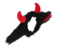 Vaguelly -tête Oreille Cornes De Dragon Et Vache Noires Et Rouges Accessoire De Déguisement Pour Halloween Et Cosplay
