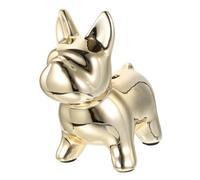 Vaguelly Tirelire Décoration de Bureau en Céramique Dorée de Chien Bouledogue Français et Rangement de Pièces Unique pour Étagère ou Table