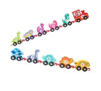 Vaguelly Train Bois Dinosaure Montessori Éducatif pour Garçon Fille Assembleur pour Apprentissage des Chiffres et Jeu Imaginatif