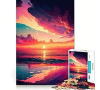 Vagues au Coucher du Soleil sur l'océan Puzzle de 1000 pièces pour Adultes Jeu de réflexion Découpe précise Alignement Parfait Activité Amusante en Famille Le Soir (50x75cm)