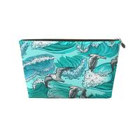 Vagues, Croquis, Mouette, Oiseaux, Trousse de Maquillage Trousse à cosmétiques Trousse de Toilette de Voyage Portable Pochette de Toilette