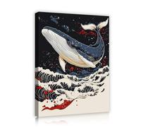 Vagues de l’océan de baleine toile d’art mural de style japonais fresques de style japonais images nautiques estampes d’œuvres d’art affiches de vie marine peintures pour la décor de l’hôtel 30x40cm