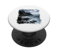 Vagues de la côte rocheuse, Rivage, océan PopSockets PopGrip Adhésif