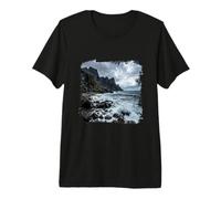 Vagues de la côte rocheuse, Rivage, océan T-Shirt Haut de Gamme