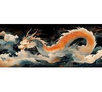 Vagues De L'OcéAn Peinture Numero Adulte, Dragon Peinture Numero Enfant, DIY Loisirs Créatifs Adultes, Paint by Numbers Kits avec Pinceaux et Pigment Acryliques, Cadeau Fille, 200x100cm T-3405