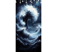 Vagues De L'Océan Peinture Numero Adulte Noir Coloriage par Numero Adulte, DIY Kit de Peinture à L'huile sur Toile pour Enfant, Paint by Numbers 100X200cm Pour Décoration Maison, Cadeau Femme W6-454