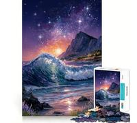 Vagues de l'océan sous Un Ciel étoilé Puzzle de 1000 pièces pour Adolescents Renforce Les Souvenirs et favorise la détente Qualité supérieure Cadeau Classique (50x75cm)