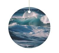 Vagues De L'Océan Souvenirs Noël Suspendu Céramique Artisanat pour Bureau Famille Vacances