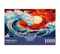 Vagues de Style Japonais Puzzle Amusant Jeu De Société Adulte Pièces Parfaitement Assorties 1000 Pièces Vague de mer Casse-tête Qualité Premium pour Adultes 38x26cm/1000pcs