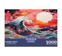 Vagues de Style Japonais Puzzle Amusant Jeu De Société Adulte Pièces Parfaitement Assorties 1000 Pièces Vague de mer Casse-tête Qualité Premium pour Adultes 38x26cm/1000pcs