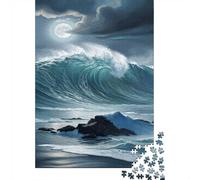 Vagues de tempête de Pleine lunePuzzles 1000 Pièces Complet pour Adolescents 12+ Anti-Stress Renforcement Familial Qualité Premium 52x38cm/1000pcs