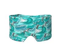 Vagues Esquisse Mouettes Oiseaux,Masque pour les yeux bloquant la lumière Cache-yeux et cache-oreilles pour le sommeil
