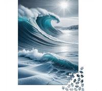 Vagues Glacier BluesPuzzle 1000 Pièces Complet pour Famille Relaxation Mentale Amusement par Temps De Pluie Qualité Premium 38x26cm/1000pcs