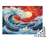 Vagues japonaises Casse-tête 1000 Pièces sans Poussière, Puzzle Jeu Éduchatif Décompression pour Une Activité Détente, Fun Fresent & Activités pour La Maison 38x26cm/1000pcs