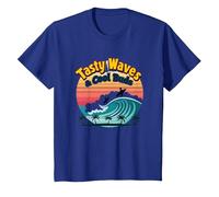 Vagues savoureuses et bourgeons Cool : Ambiance rétro de Plage de Surf T-Shirt, Enfant, Bleu Royal, 2 Ans
