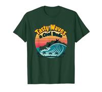 Vagues savoureuses et bourgeons Cool : Ambiance rétro de Plage de Surf T-Shirt, Homme, Vert Forêt, S