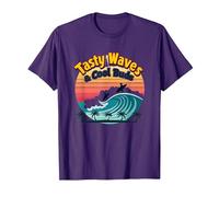Vagues savoureuses et bourgeons Cool : Ambiance rétro de Plage de Surf T-Shirt, Homme, Violet, S