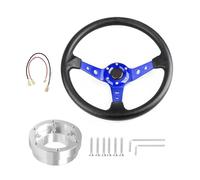 VAHAKKRMVM Pour Logitech G29 G920 G923 350 Mm 14 Pouces Auto Sport Drifting Volants Avec Plaque D'adaptation 70 Mm PCD(Bleu avec argent)