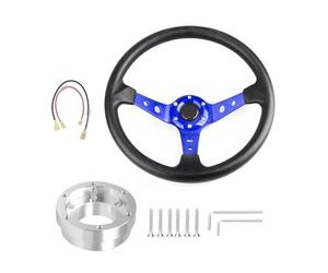 VAHAKKRMVM Pour Logitech G29 G920 G923 350 Mm 14 Pouces Auto Sport Drifting Volants Avec Plaque D'adaptation 70 Mm PCD(Bleu avec argent)