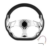 VAHAKKRMVM Volant Sport Universel Pour Voiture Course Avec Bouton Klaxon 13 Pouces 320 Mm(Chrome)