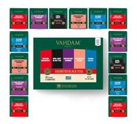 VAHDAM, Assortiment de sachets de thé noir (5 saveurs, 20 sachets pyramidaux) | Idées cadeaux pour hommes et femmes | Thés d'Assam et de Darjeeling | Sans gluten et sans OGM
