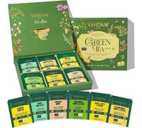 VAHDAM, Coffret Cadeau Assortiment De Thé Vert (4 Saveurs, 80 Sachets Pyramidaux) Boîte D'Infusion De Thé Avec Mélanges De Thé Vert en Pyramide à Longues Feuilles | Cadeau pour Femme et Homme