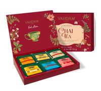 VAHDAM Coffret Dégustation Chai | 6 Saveurs, 60 Sachets | Assortiment de thé chai avec 60 sachets à longues feuilles, 10 de chaque saveur, à offrir