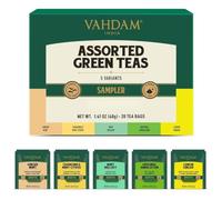 VAHDAM Coffret Dégustation Thé Vert | 5 Saveurs, 20 Sachets | Sachets pyramidaux de thé vert à feuilles longues, cadeaux de fête pour femmes et hommes
