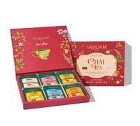 VAHDAM, Coffret Variété de Chai Assortis (6 Saveurs Délicieuses, 36 Sachets Pyramidaux Écologiques) | Coffret Cadeau de Saint-Valentin avec Thé pour Hommes et Femmes | Caféiné, Sans Gluten, Non OGM