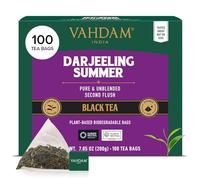 VAHDAM, Darjeeling Summer Thé Noir (100 Sachets De Thé Pyramid) Sachets de Thé Darjeeling d'Inde Non Mélangé Certifié 100% | Directement De La Source En Inde | Infusion Chaude/Glacée