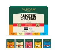 VAHDAM, Échantillon De Thé Assortis Chai - Coffret Cadeau De Thé (5 Saveurs, 20 Sachets De Thé) Coffret D'Infusion De Thé Avec De Thé Chai | Sachet Pyramide | Cadeau Pour Femme et Homme