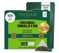 VAHDAM, Himalayan Thé Vert (100 Sachets De Thé Pyramid) Thé Vert Faible En Caféine | Directement De La Source En Inde | Infusion Chaude/Glacée