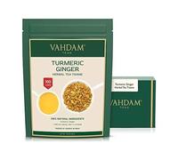 VAHDAM, Infusion Curcuma-Gingembre (+100 Tasses, 200g) | Feuilles Mobiles De Tisane Sans Caféine, Sans Gluten | Curcumine | Prépare Un Délicieux Thé Chaud