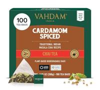 VAHDAM Thé Chai Masala Indien | 100 Sachets Pyramide | Thé Noir Frais d’Inde aux Épices Naturelles | Mélange Original de Chai aux Graines de Cardamome | 100% Naturel