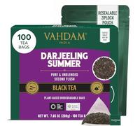 VAHDAM Thé Noir Darjeeling d'Été (100 sachets pyramidaux) - thé Darjeeling d'Inde non mélangé, certifié 100% pur, directement de la source en Inde, infusion chaude ou glacée