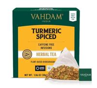 VAHDAM, Tisane Épice Curcuma (15 Sachets) Mélange De Poudre De Curcuma Et D'épices Fraîches Thé Curcuma | Thé 100% Naturel