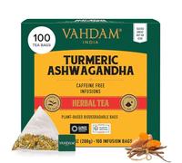 VAHDAM, Turmeric Ashwagandha Tisane (100 Sachets De Thé Pyramid) Sans Caféine | 100% Pur Et Naturel, Curcuma & Épices Fraîches | Directement De La Source En Inde | Infusion Chaude/Glacée