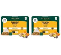 VAHDAM, Turmeric Spice Tisane (30 Sachets De Thé Pyramid) Sans Caféine | 100% Pur Et Naturel, Curcuma & Épices Fraîches | Directement De La Source En Inde | Infusion Chaude/Glacée (Lot de 2)
